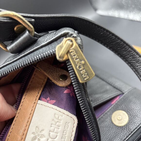 Anuschka Leather Hand Painted Dragonflies & Sunflowers Handbag - Picture 8 of 16